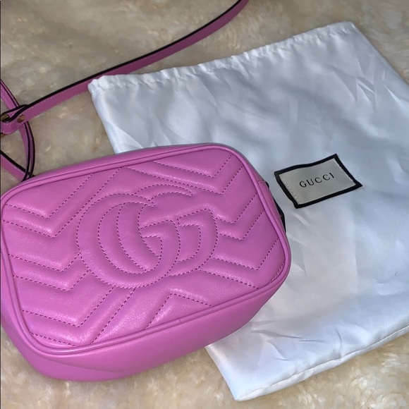 Gucci Marmont Matelasse Mini pink bag - Picture 6 of 15